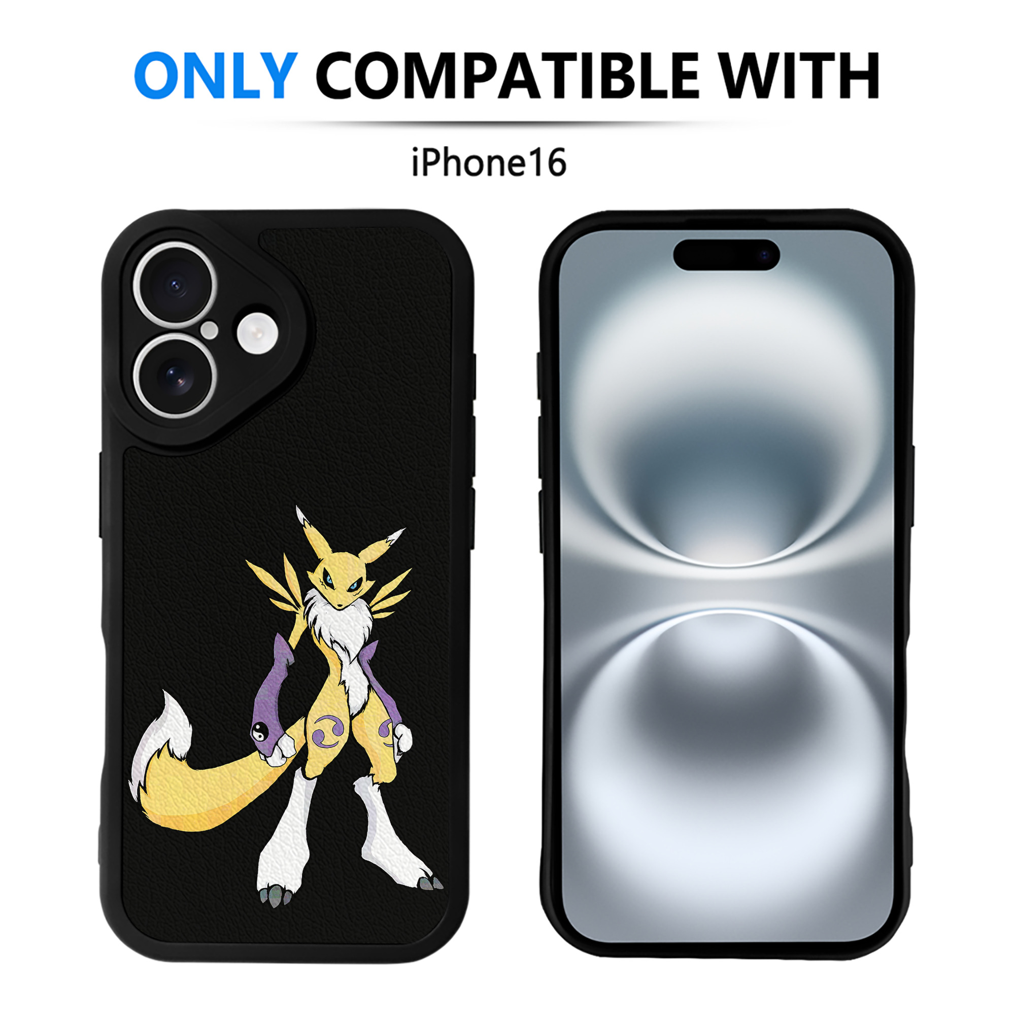 （画像用） Digimon デジタルモンスター/デジモン 【iPhone 16シリーズ対応】シリコンスマホケース（レザー調） 材質：シリコン